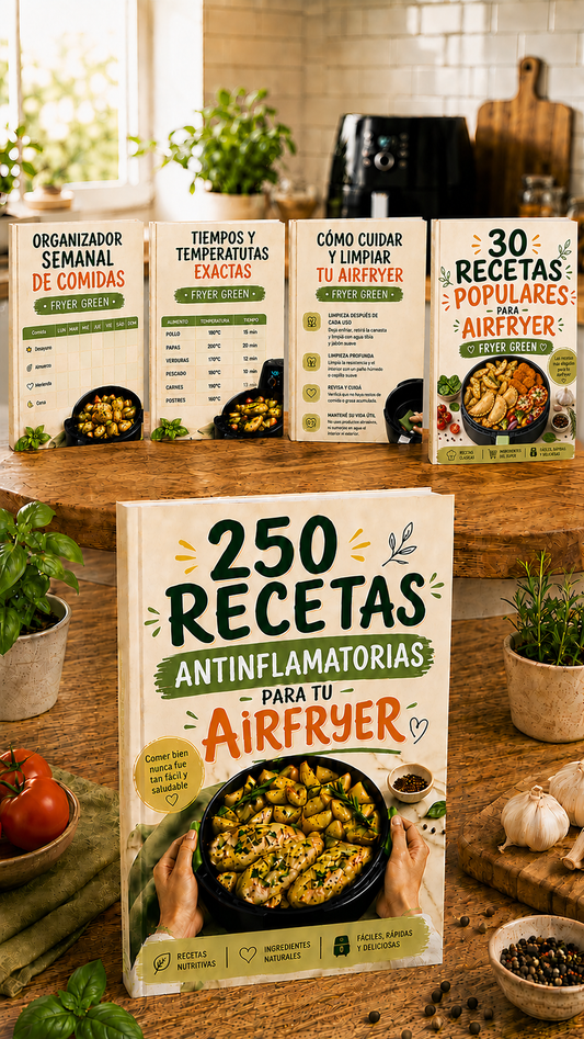 250 Recetas para tu AirFryer 🎁 Incluye 4 Bonus Exclusivos Premium