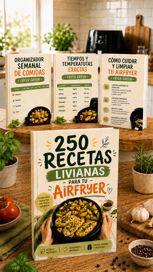250 Recetas para tu AirFryer 🎁 Incluye 3 Bonus Exclusivos
